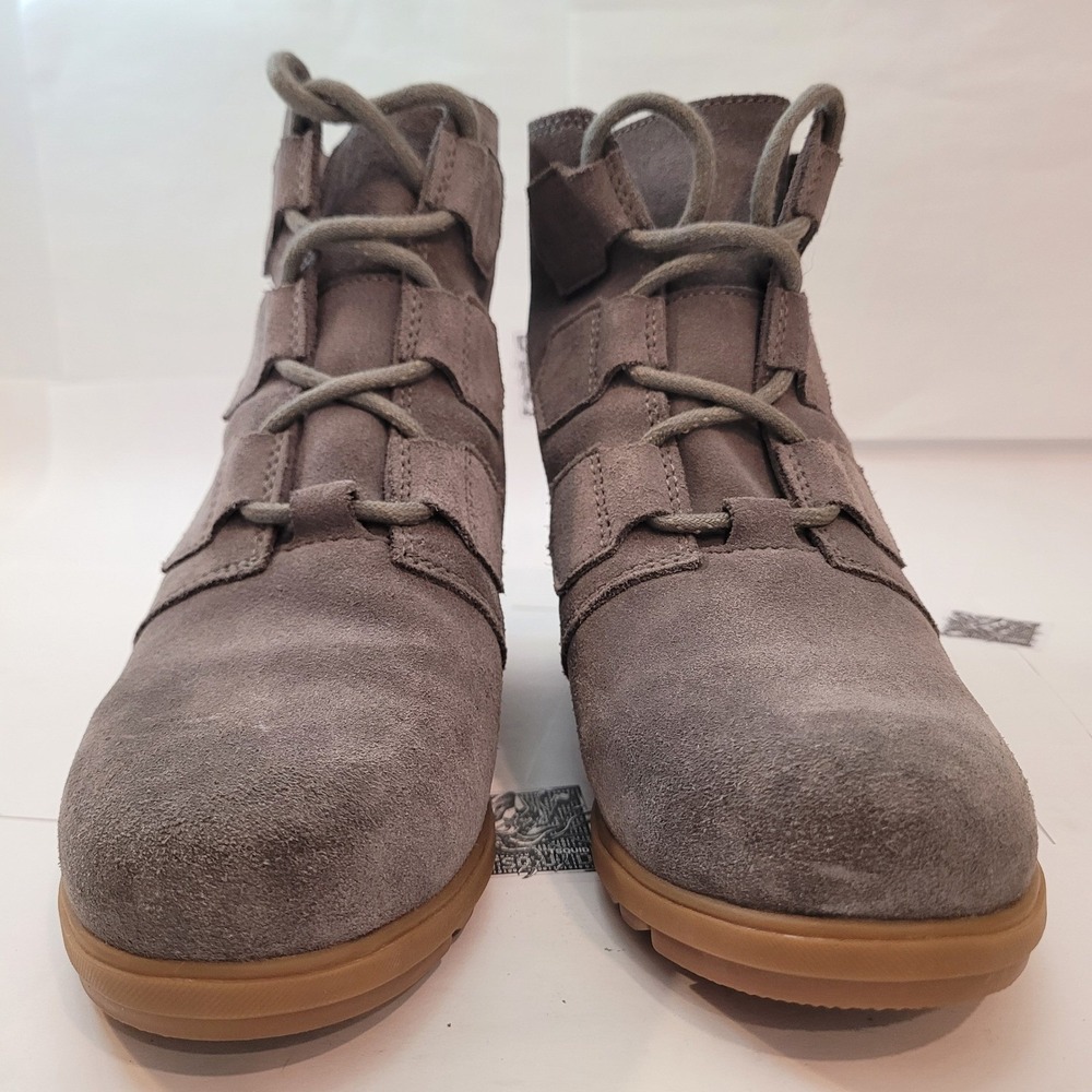 Sorel Evie Sport Lace Boots Women Quarry Grey‎ Suede Wedge NL3322-052 - Picture 6 of 11